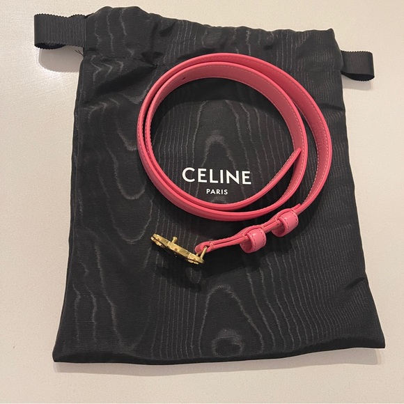 🆕Authentic Celine womens leather flamingo pink triomphe classic belt size 70 - Picture 6 of 9